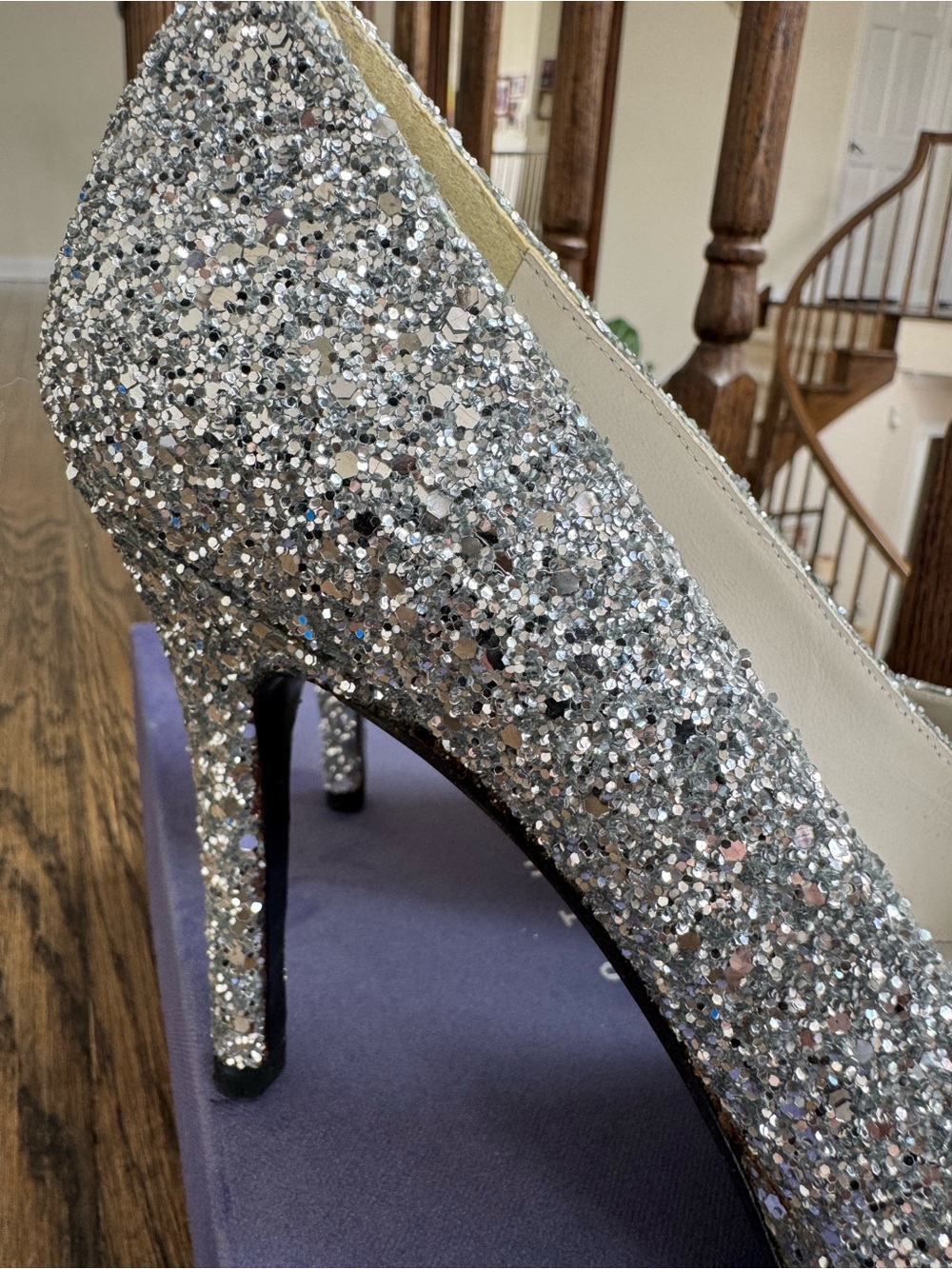 New in box Silver Glitter High Heel Pumps - Elegant Women's Dress Shoes- narrow
